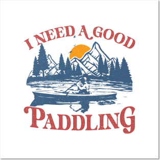 I Need A Good Paddling - Retro Sunset Canoe / Kayaking Posters and Art